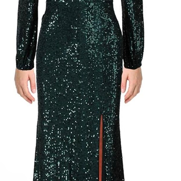 Xscape Long Sleeve Long V-Neck Sequin Gown - Picture 3 of 3
